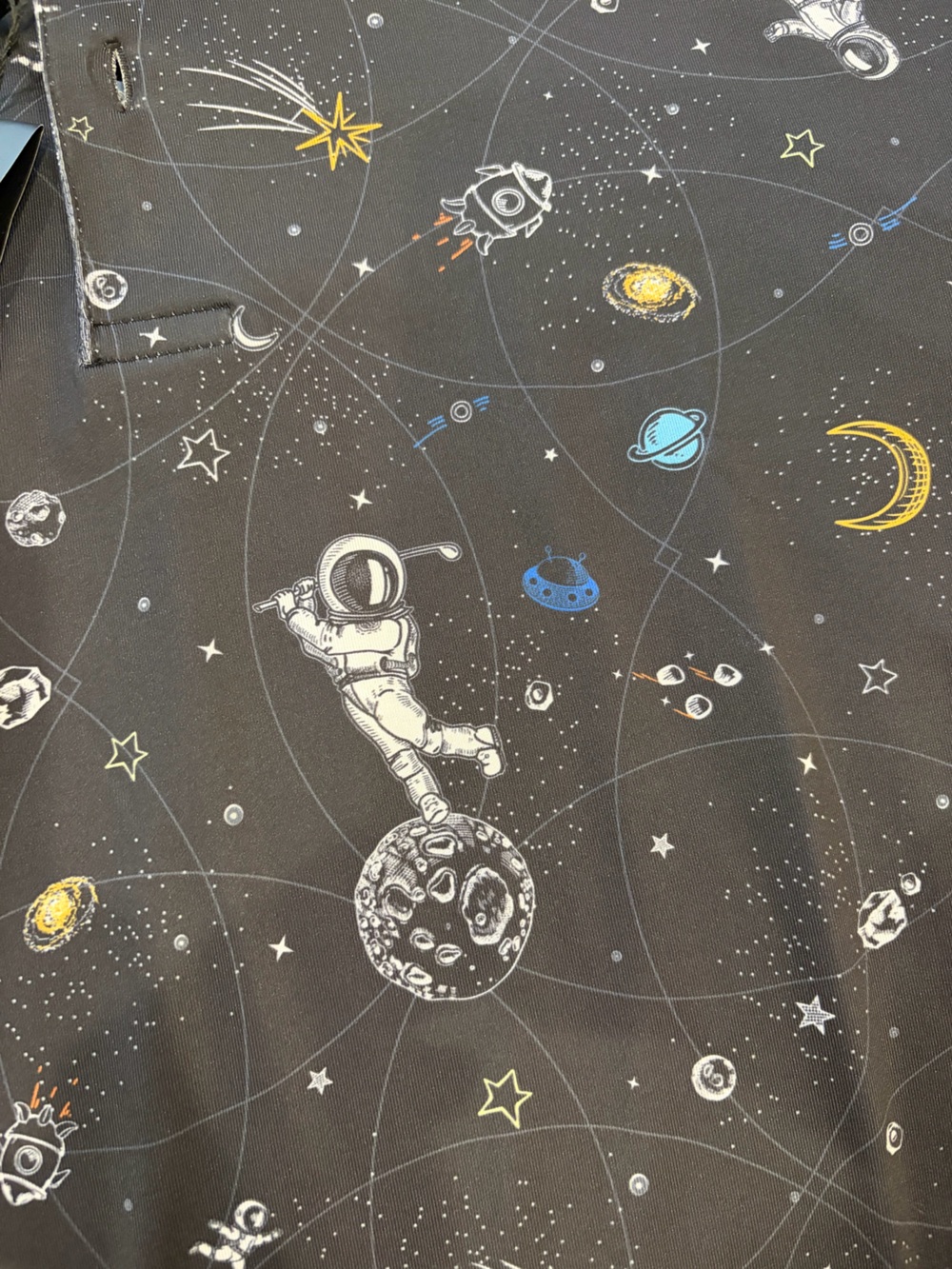 Waggle Men's golf Polo Shirt space print NWT - Picture 2 of 4